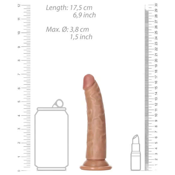 RealRock Slim - dildo realístico 15,5cm - cor pele escura