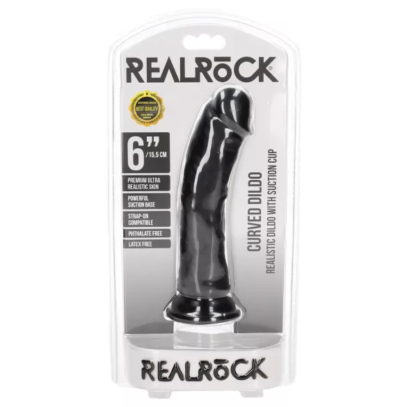 RealRock - dildo realístico com ventosa - 15,5cm - preto