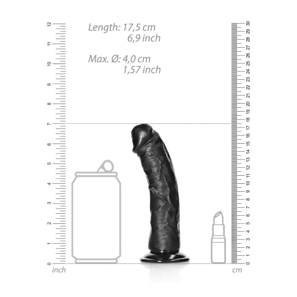 RealRock - dildo realístico com ventosa - 15,5cm - preto