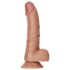 RealRock - Dildo com ventosa e testículos - 15,5cm (tom natural escuro)