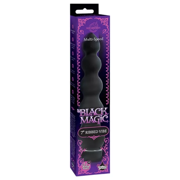 Black Magic 7 - vibrador anal com 5 esferas fixas - silicone preto