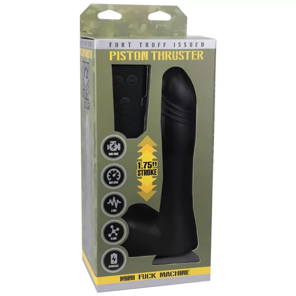 Doc Johnson - vibrador com pistão empurrador rádio controle - silicone preto