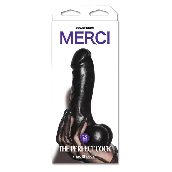 Doc Johnson The Perfect Cock - dildo realista (preto) - 19 cm