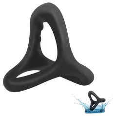   Anel peniano e para escroto - superfície texturizada - silicone preto