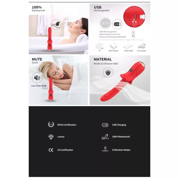 Bestoy - vibrador ponto G à prova d'água - vermelho
