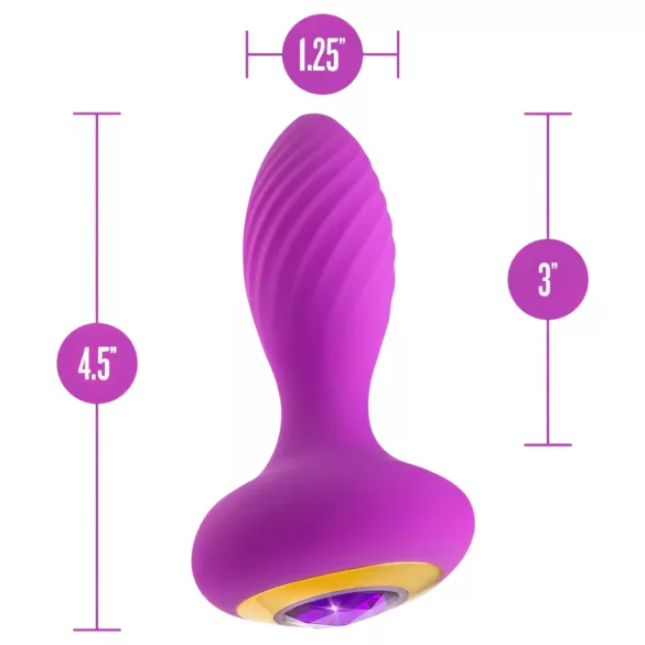 Oh My Gem - plug anal vibratório com pedra - silicone roxo