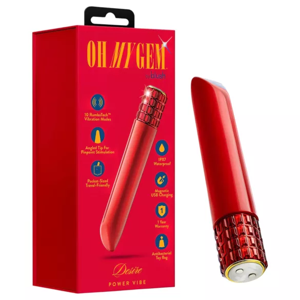 Oh My Gem - vibrador em forma de batom recarregável (vermelho)
