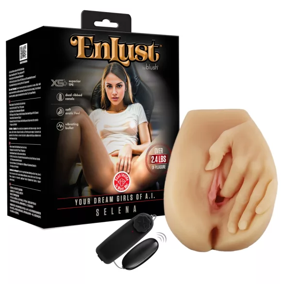 Enlust Selena - vagina artificial vibratória com imagens de IA (cor natural)