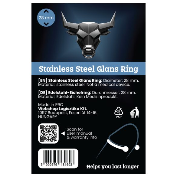 Anel de metal inox para ejaculação retardada (28mm)