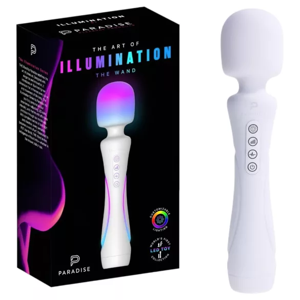 Paradise Illumination - vibrador tipo varinha de massagem luminoso (branco)