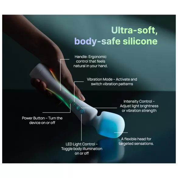 Paradise Illumination - vibrador tipo varinha de massagem luminoso (branco)