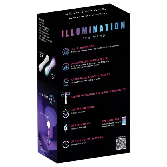 Paradise Illumination - vibrador tipo varinha de massagem luminoso (branco)