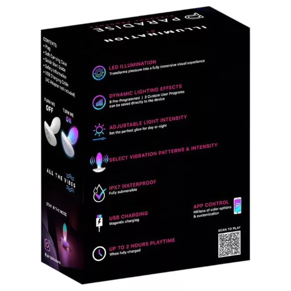 Paradise Illumination - plug anal vibratório luminoso (branco)