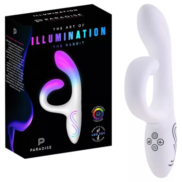 Paradise Illumination - vibrador com braço estimulador de clitóris luminoso (branco)