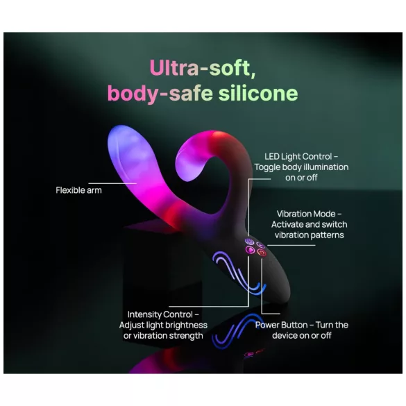Paradise Illumination - vibrador com braço estimulador de clitóris luminoso (branco)