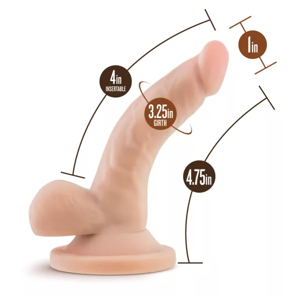 Dr. Skin 4 - dildo realístico com ventosa e escroto - cor natural 12cm