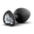 Temptasia S - plug anal coração preto com pedra prateada - pequeno