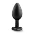 Temptasia S - plug anal coração preto com pedra prateada - pequeno