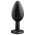 Temptasia S - plug anal coração com pedra prata - silicone preto pequeno