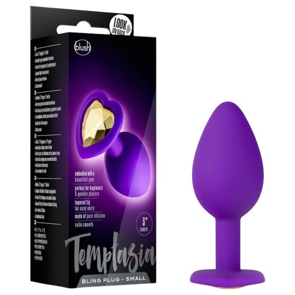Temptasia S - plug anal roxo com pedra e coração - pequeno