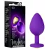 Temptasia M - plug anal coração com pedra dourada - silicone lilás médio