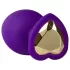 Temptasia M - plug anal coração com pedra dourada - silicone lilás médio