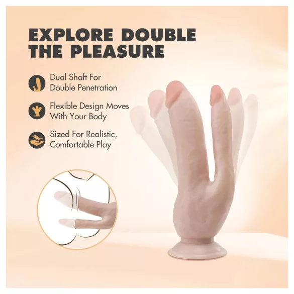 Dr. Skin 8 - dildo duplo com ventosa - cor natural