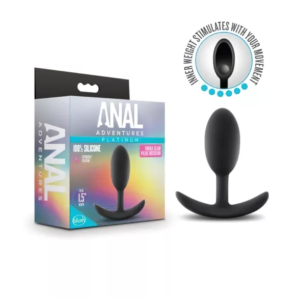Anal Adventures Platinum - plug anal médio - silicone preto