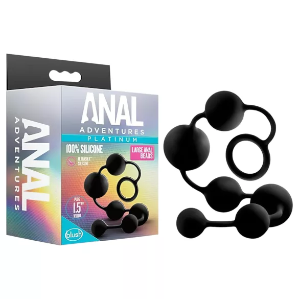 Anal Adventures - plug anal texturizado com pérolas - silicone preto