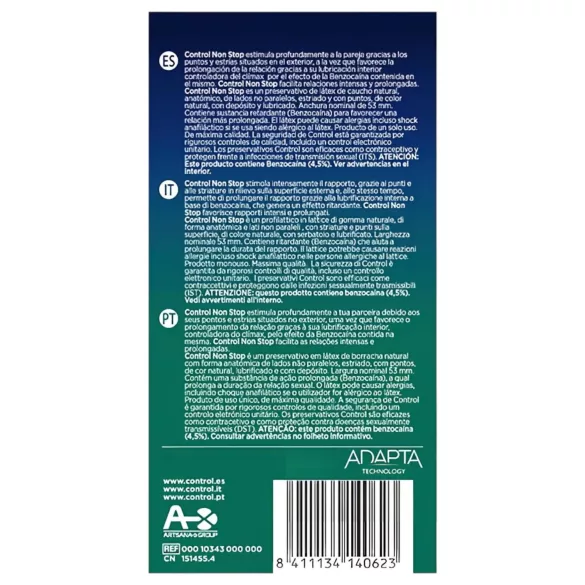 Control - preservativo texturizado retardante - látex - 12 unidades