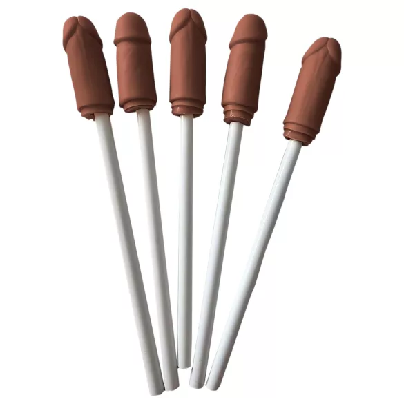 Diverty - conjunto de lápis com ponta de pênis - cor marrom - 5 unidades