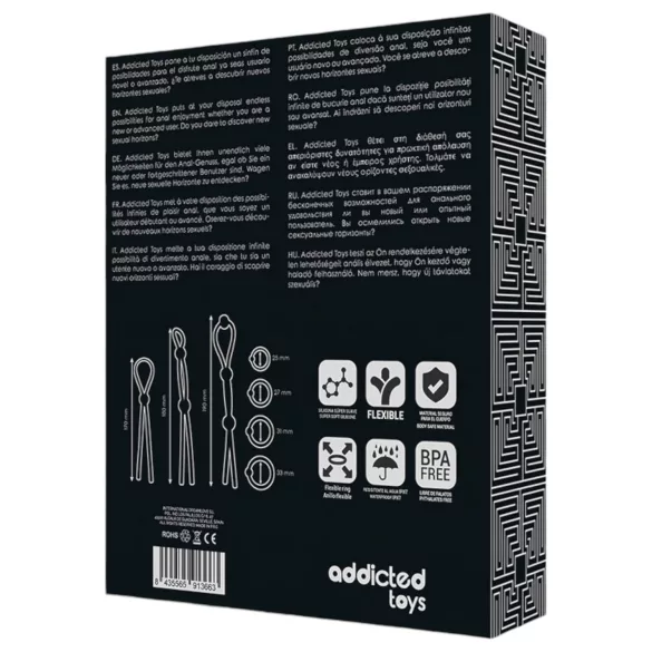 Addicted Toys - anel peniano silicone - kit com 7 peças - preto