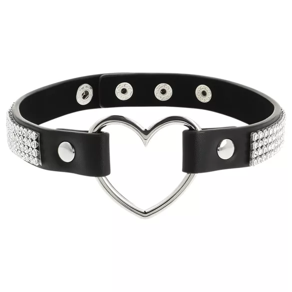 Coquette - coleira choker com pingente de coração strass - preto