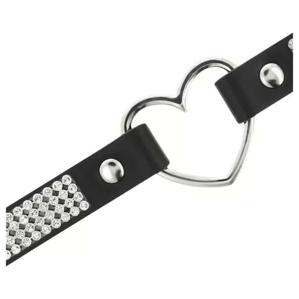 Coquette - coleira choker com pingente de coração strass - preto