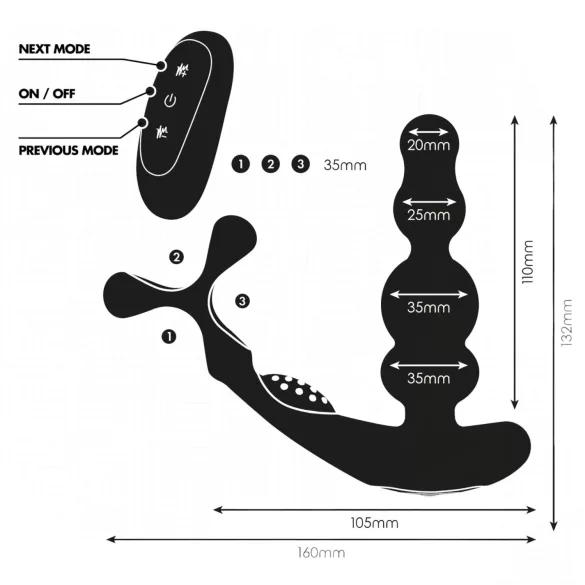 Addicted Toys - vibrador anal rotativo com anel peniano - silicone preto