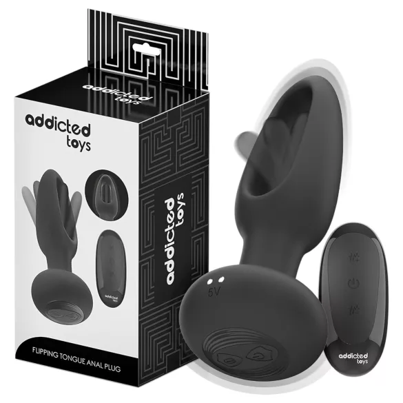 Addicted Toys - vibrador anal com língua vibratória - silicone preto