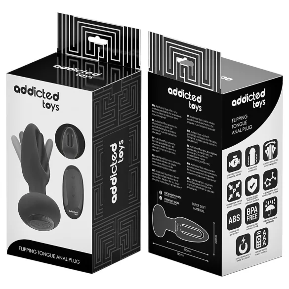 Addicted Toys - vibrador anal com língua vibratória - silicone preto