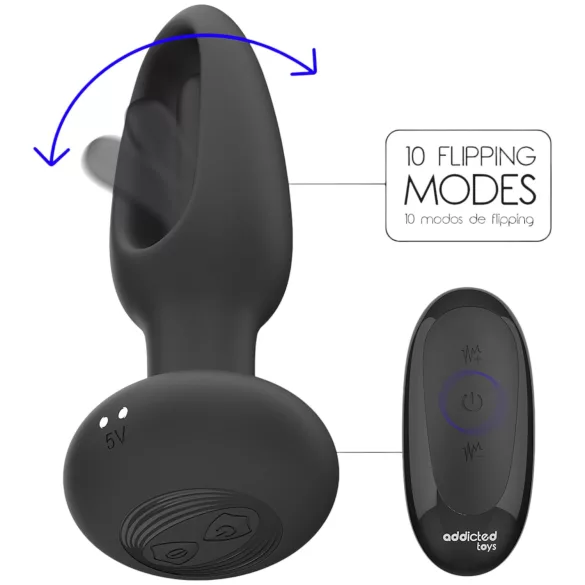 Addicted Toys - vibrador anal com língua vibratória - silicone preto