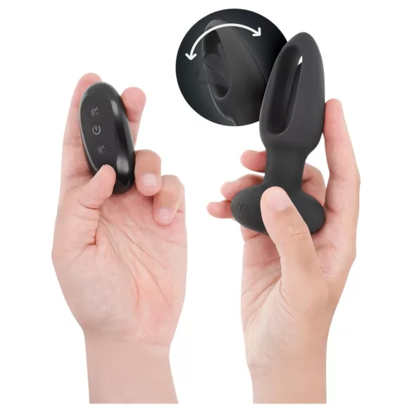 Addicted Toys - vibrador anal com língua vibratória - silicone preto