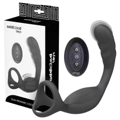  Addicted Toys - vibrador anal com anel peniano e para escroto - silicone preto