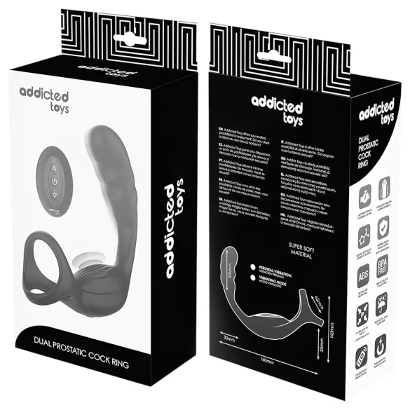Addicted Toys - vibrador anal com anel peniano e para escroto - silicone preto
