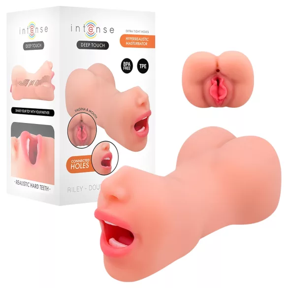 Intense Deep Touch Riley - masturbador boca e vagina realista - cor natural