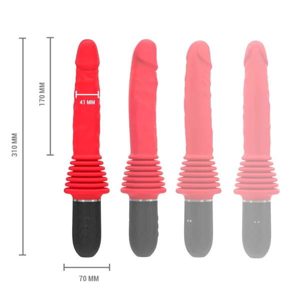 Intense Cynthia - vibrador de empurrar com base de sucção (vermelho)