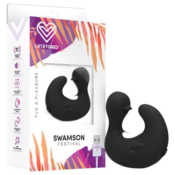 Latetobed - vibrador de dedo com formato de pato (preto)