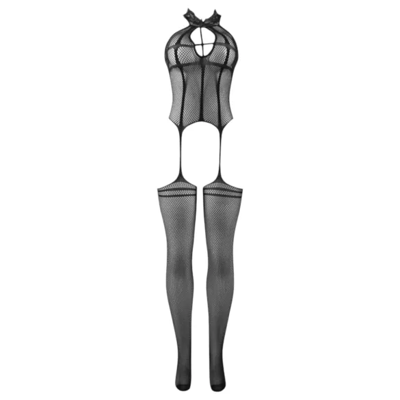 Adalet Mia - conjunto lingerie arrastão com colar - preto