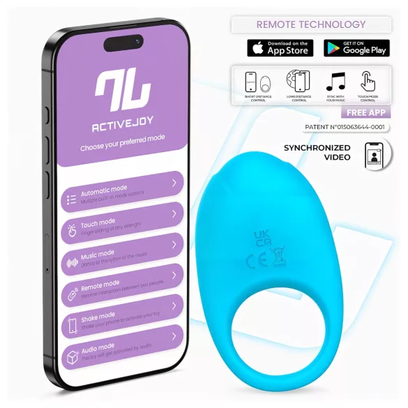 INTOYOU Ringo - anel peniano vibratório inteligente com app (azul)