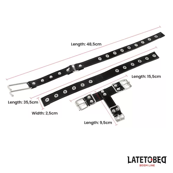 Latetobed - coleira com gancho nasal - couro preto