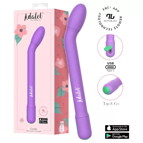 Adalet Gently - Vibrador de ponto G e próstata controlado por app (roxo)