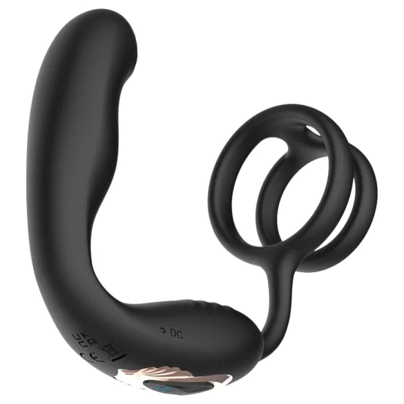 IntoYou Bruce - vibrador de próstata rotativo com controlo remoto e anel duplo (preto)