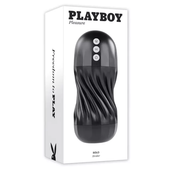 Playboy Solo Stroker - masturbador preto com sucção recarregável